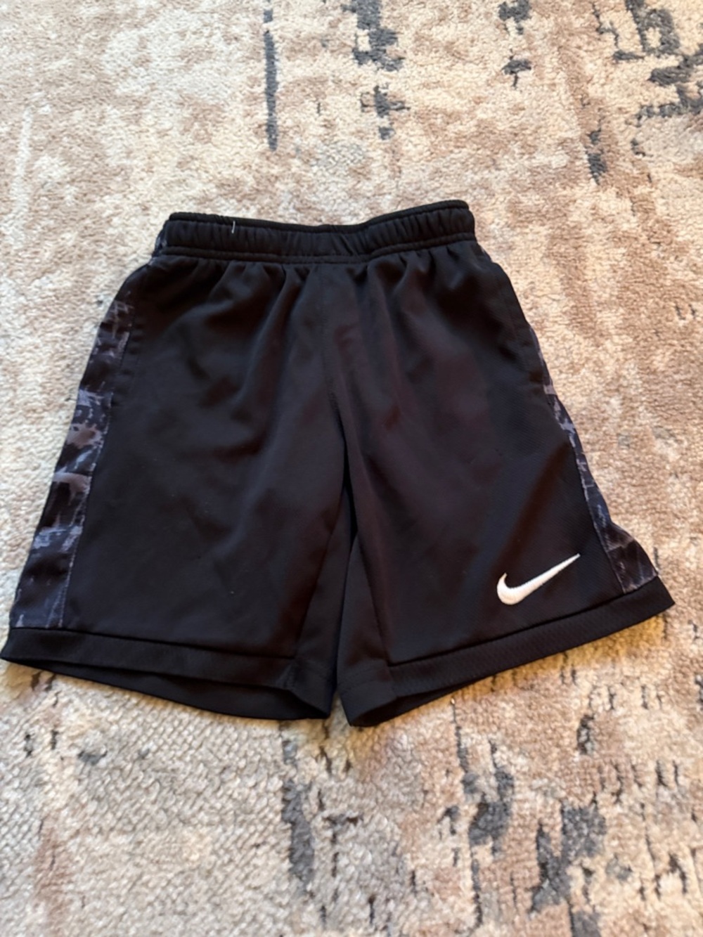 Nike Black little Kids' size 7 Athletic Shorts with White Swoosh
